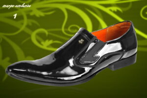 Eleganckie półbuty męskie czarne lakierki wizytowe wsuwane [MODEL:679-01 vernice nero]