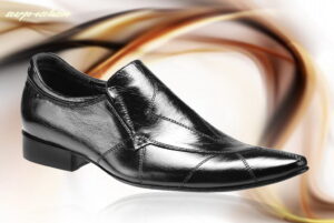 Wizytowe półbuty męskie wsuwane skórzane czarne unikat [MODEL: 724-01 nero riva]