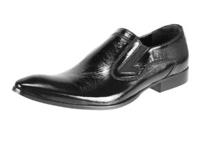 Buty męskie skórkowe czarne wsuwane wizytowe [MODEL:679-01 nero riva]