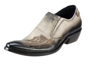 Włoskie kowbojki męskie niskie skórzane wsuwane flaga 38-46 [MODEL:812-02 canawaro]