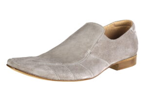 Wizytowe buty męskie zamszowe skóra popiel wsuwane[MODEL:794-02]