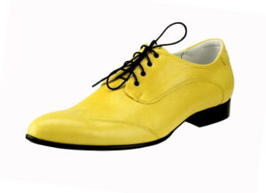 Włoskie buty wizytowe męskie sznurowane skórkowe [MODEL:751-15 Giallo]