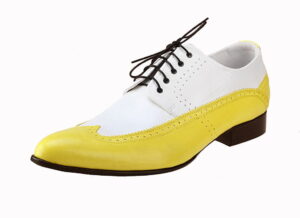 Niepowtarzalne buty męskie wizytowe szkoty sznurowane [MODEL:755-15 Bianco/giallo]