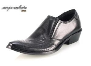 Kowbojki męskie skórkowe niskie wsuwane wyższy obcas  [MODEL: 812-01 flaga]