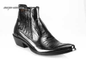 Kowbojki męskie skórkowe wysokie haft 38-46 [MODEL: 810-01 riva nero]