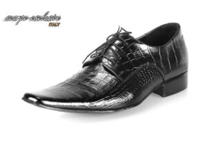 Obuwie męskie skórzane wytłaczane [MODEL: 570-01 Nero cayman]