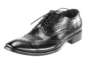 Włoskie obuwie męskie skórzane szkoty czarne sznurowane skórkowe wizytowe [MODEL: 638-01 Nero riva]