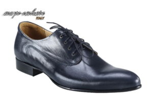 Obuwie męskie skórzane wizytowe półbuty sznurowane skórkowe granatowe  [MODEL: 820-91 Blue arcadia]