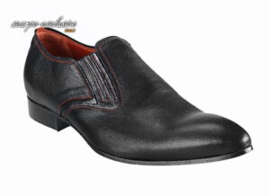 Obuwie wizytowe męskie skórkowe czarne wsuwane  [MODEL: 844-01]