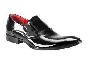 Męskie lakierki wizytowe czarne skóra półbuty wsuwane [MODEL: 679-01 Nero vernice]