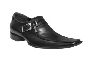 Obuwie wizytowe monki męskie wsuwane czarne skórkowe sprzączka [MODEL:  566-01 Nero euro]