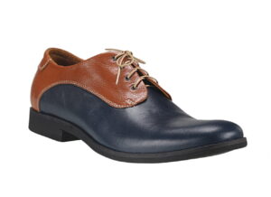 Casual obuwie męskie granatowe skórkowe sznurowane brązowe [MODEL: 817-04-91 Riva marrone /Blue arcadia]