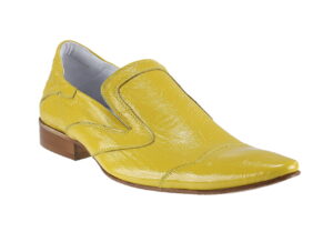 Obuwie męskie żółte półbuty wizytowe wsuwane skórkowe [MODEL: 656-15 Giallo]