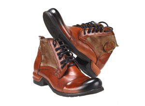 Włoskie glany do kostki męskie botki wysokie sznurowane pomarańczowe brązowe [MODEL: 826-14 Arancione antico]