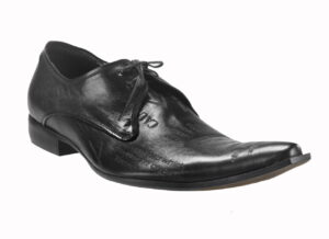 Półbuty wizytowe odważne szpic sznurowane skórkowe [MODEL: 805-01 Nero euro/laser]