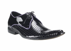 Obuwie skórzane sznurowane wizytowe odważne [MODEL: 877-01 Nero vernice/ Viola]