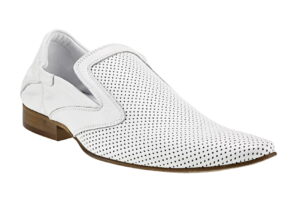 Obuwie męskie półbuty wizytowe białe dziurki skórkowe lato [660-13 Bianco]