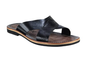 Skórzane klapki męskie wygodne lekkie czarne [ 859-01 Nero]