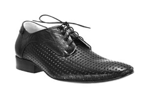 Włoskie półbuty męskie sznurowane skóra perforowane czarne 38-46 [MODEL:  899-01 Nero euro]