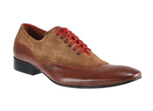 Buty włoskie sznurowane skóra beżowe stylowe męskie szkoty brązowe [MODEL: 920C-07 Brown /camoscio]