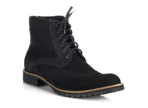 Wysokie włoskie glany zamszowe sznurowane [MODEL: 961-01 Nero camoscio]