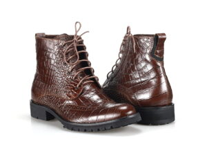 Wysokie półbuty włoskie glany brązowe [MODEL: 961-03 Brown cayman]