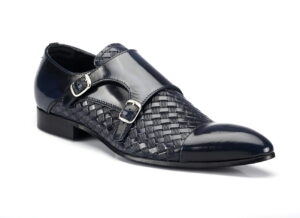 Włoskie półbuty męskie wsuwane wizytowe skórkowe [MODEL: 969-93 Blue florentic]