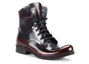 Wysokie glany sznurowane skórkowe wiśniowe młodzieżowe damskie męskie 36-46 [MODEL: 736-49 Borgogna florentic]