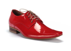 Sznurowane półbuty męskie wizytowe czerwone lakierki skórkowe [MODEL: 570-11 Rosso vernice]
