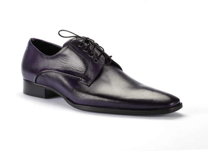 Buty męskie skórkowe wizytowe sznurowane fioletowe [MODEL: 900-19 Viola]