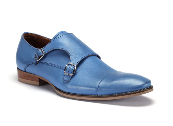 Wizytowe półbuty męskie wsuwane monki sprzączki [MODEL:  1005/86 Blue]