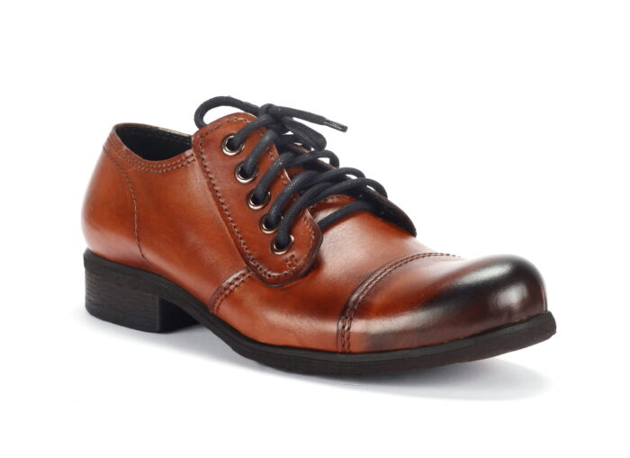 Glany włoskie niskie sznurowane Colin Farrell old skórzane pomarańczowe brązowe [MODEL: 729-14 Arancione antico]