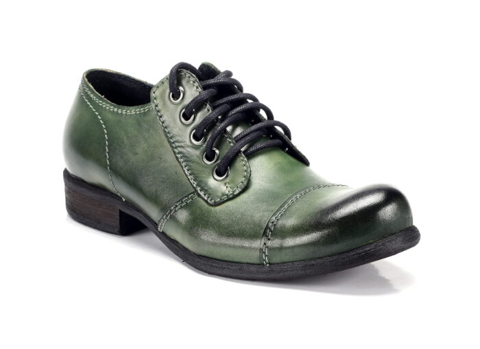 Niskie glany włoskie sznurowane zielone skórzane Colin Farrell old [MODEL: 729-16 Green King]