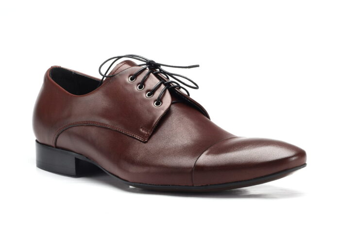 Sznurowane półbuty wizytowe męskie wiedenki bordowe wiśnia [MODEL:  996-60 Bafllo ciliegia]
