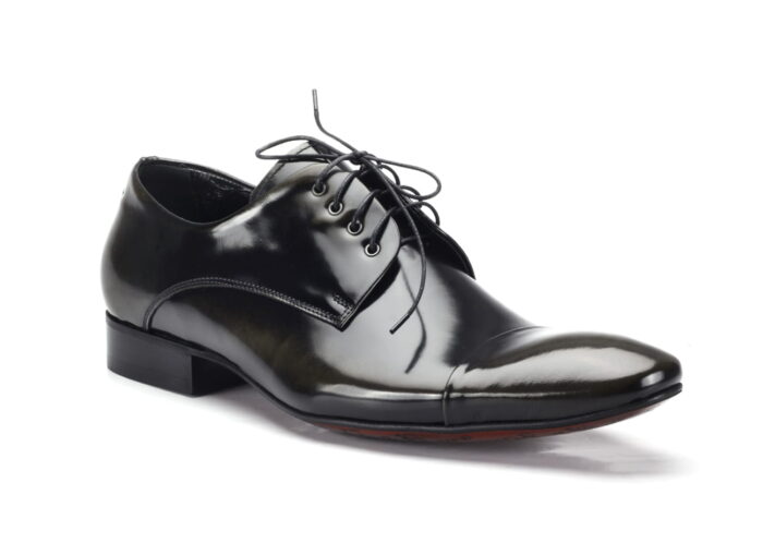 Buty męskie wizytowe sznurowane lakierki czarne oliwka skórzane [MODEL: 996-73 Florentic]