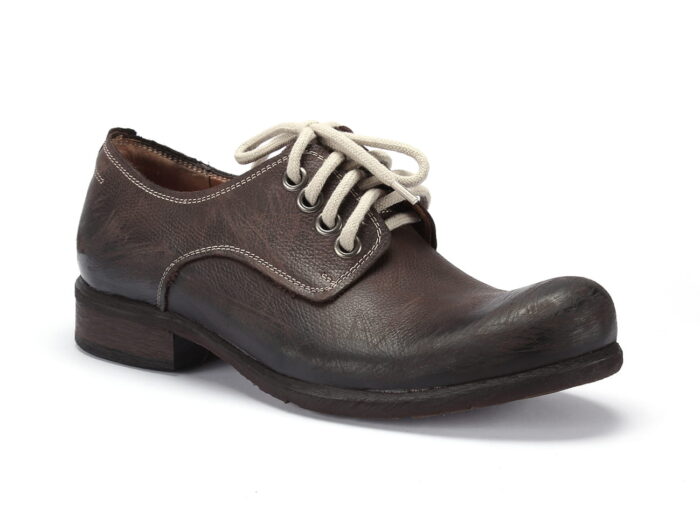 Sznurowane półbuty męskie włoskie glany Colin Farrell  old niskie brązowe skórzane [MODEL:  729-6-03 buro molto antico]