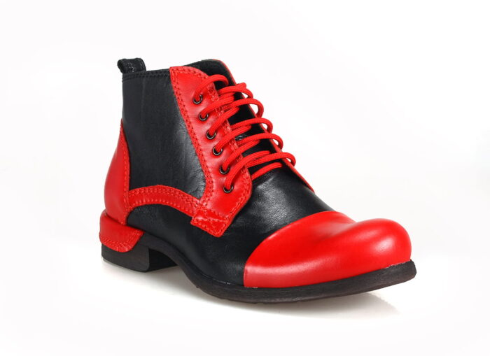 Wysokie sznurowane półbuty męskie [MODEL:  826-01-11 Nero /rosso]
