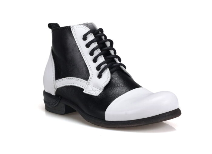 Botki skórzane męskie do kostki  [MODEL: 826-01-13 Nero /bianco]