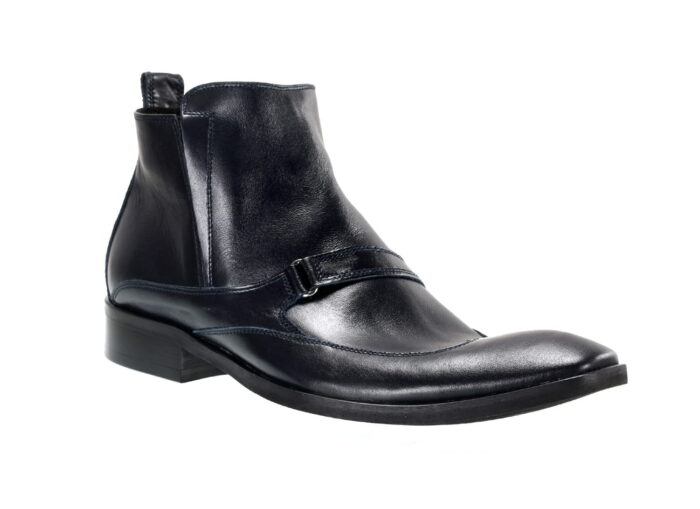 Wizytowe kozaki męskie skórzane [MODEL: 640-91  Blue arcadia/caldo]