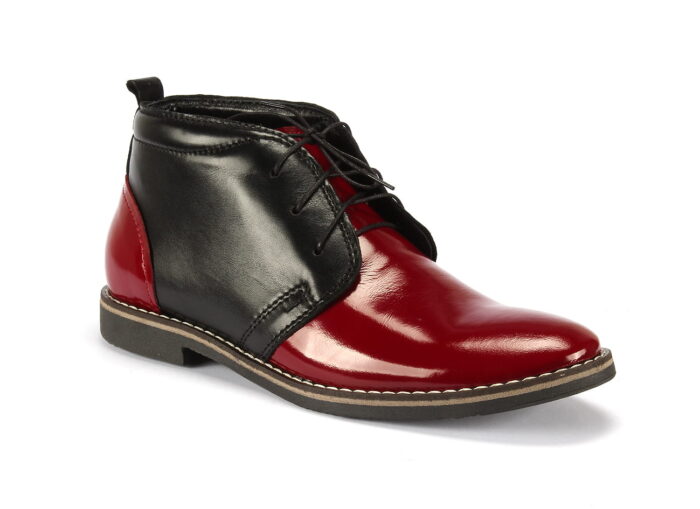 Botki skórzane męskie sznurowane [MODEL: 1059-01-11 Nero/Rosso]