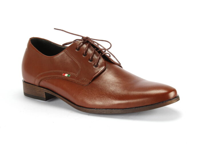 Wizytowe półbuty męskie włoskie skórzane sznurowane brązowe wiedenki oxford derby [MODEL:  1053-89 Brown]
