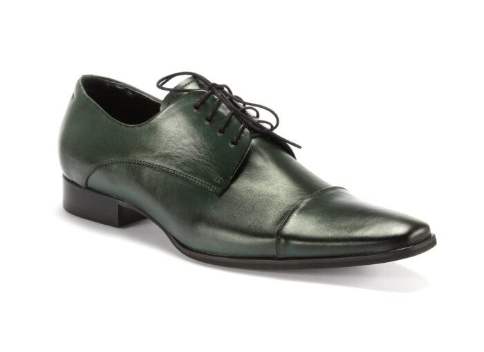 Włoskie obuwie męskie wizytowe sznurowane skórzane zielone [MODEL: 1070-90 Verde baflo]