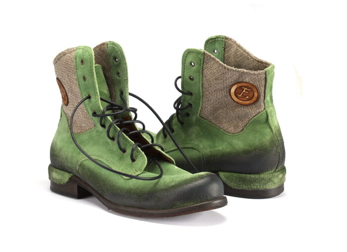 Wysokie botki glany męskie sznurowane [MODEL: 736-16-01 Green/nero camoscio]