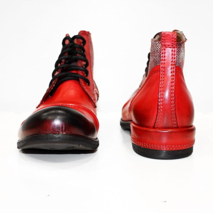 Wysokie włoskie glany skórzane do kostki męskie ręcznie malowane kozaki czerwone [MODEL: 826-11 Rosso king]