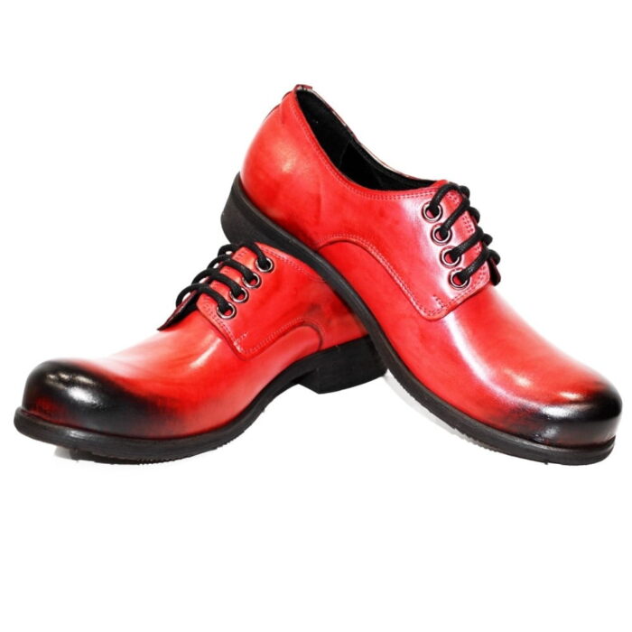Glany włoskie Colin Farrell  old skórzane niskie sznurowane czerwone ręcznie malowane męskie [MODEL: 729-11 Rosso malowany]