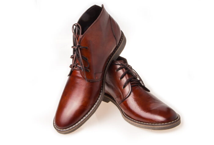 Sztyblety męskie skórzane brązowe sznurowane  [MODEL: 1059-03 Brown]