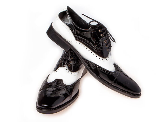 Wizytowe szkoty męskie skórzane al capone [MODEL: 836-01 Nero bianco wernicze]