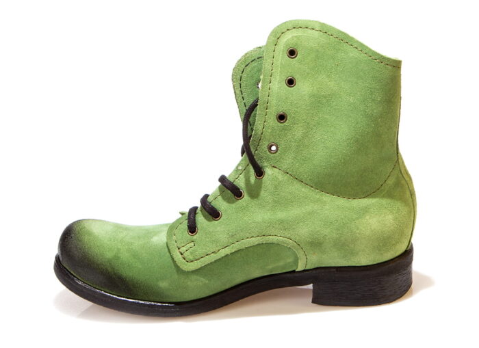 Wysokie skórzane półbuty  glany zamsz zielone młodzieżowe damskie męskie [MODEL: 736-16 Green camoscio]