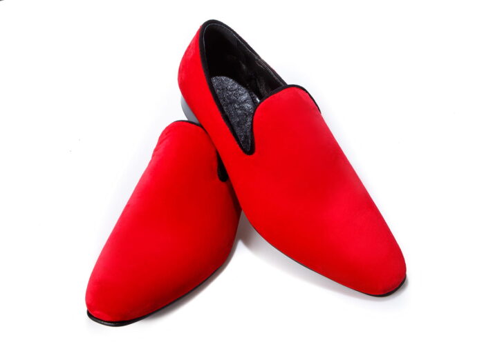 Wizytowe lordsy męskie mokasyny aksamit 38-45 [MODEL: 1217-11 Rosso camoscio]