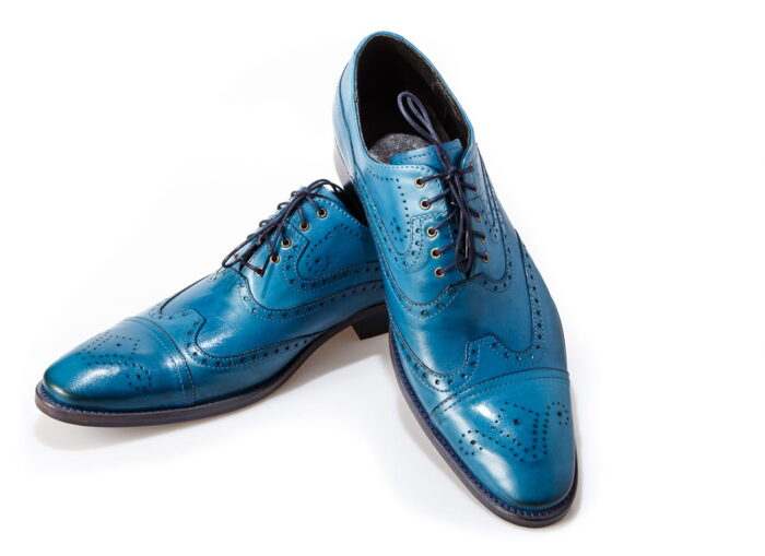 Wizytowe sznurowane szkoty męskie skórzana podeszwa oxford 38-46 [MODEL: 1216-91 Blue canawaro]